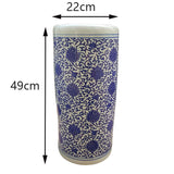 Floral White and Blue Ceramic Umbrella Stand