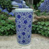 Floral White and Blue Ceramic Umbrella Stand
