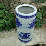Floral White and Blue Ceramic Umbrella Stand