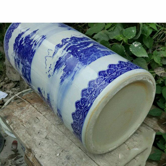 Floral White and Blue Ceramic Umbrella Stand
