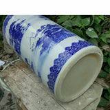 Floral White and Blue Ceramic Umbrella Stand