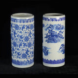 Floral White and Blue Ceramic Umbrella Stand