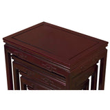 Hand Crafted Wooden Ming Nesting Tables - Dark Cherry