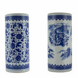 Floral White and Blue Ceramic Umbrella Stand