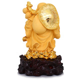 Golden Laughing Buddha Sculpture with Lucky Coins