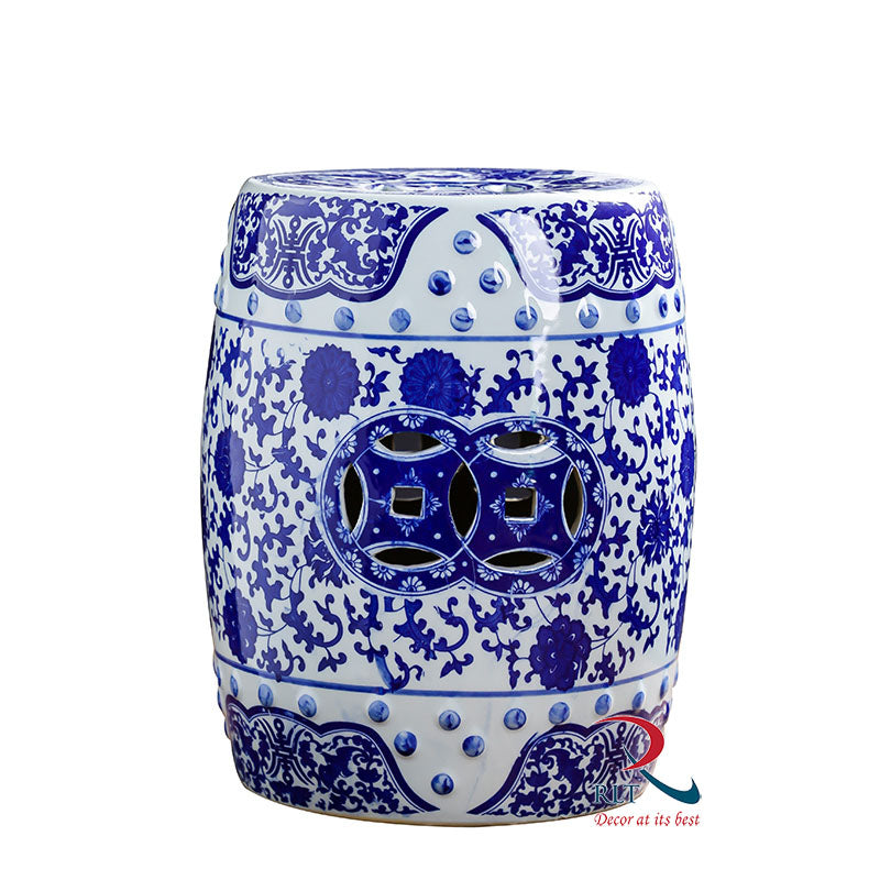Ceramic Stool Blue and White