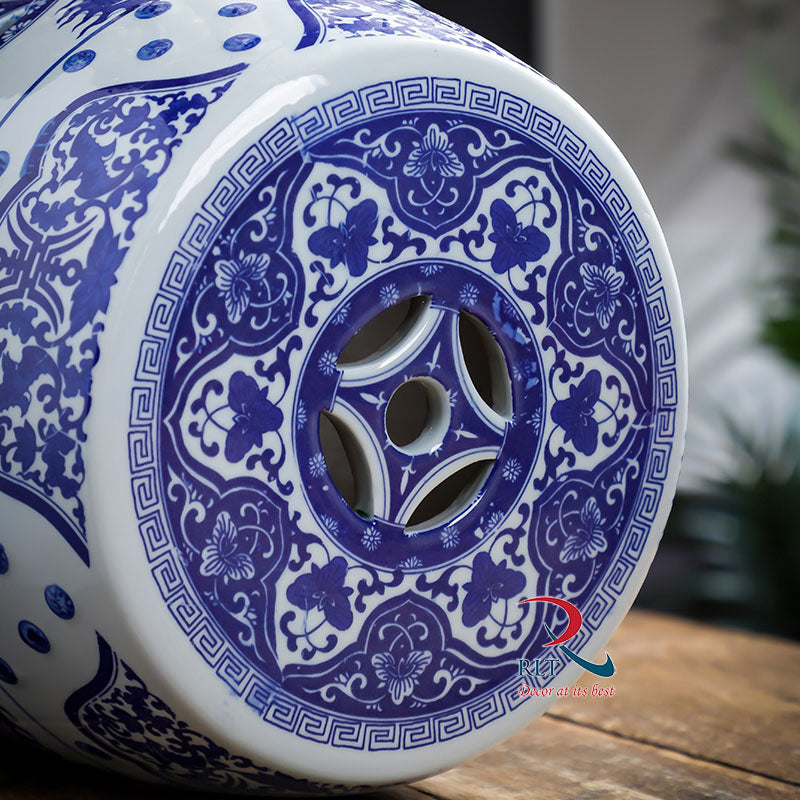 Ceramic Stool Blue and White