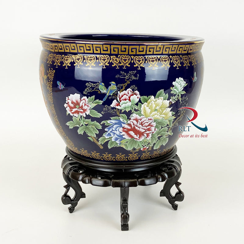 Flower Pot Peacock design Blue