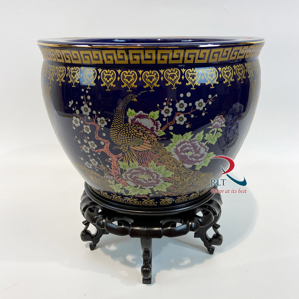 Flower Pot Peacock design Blue