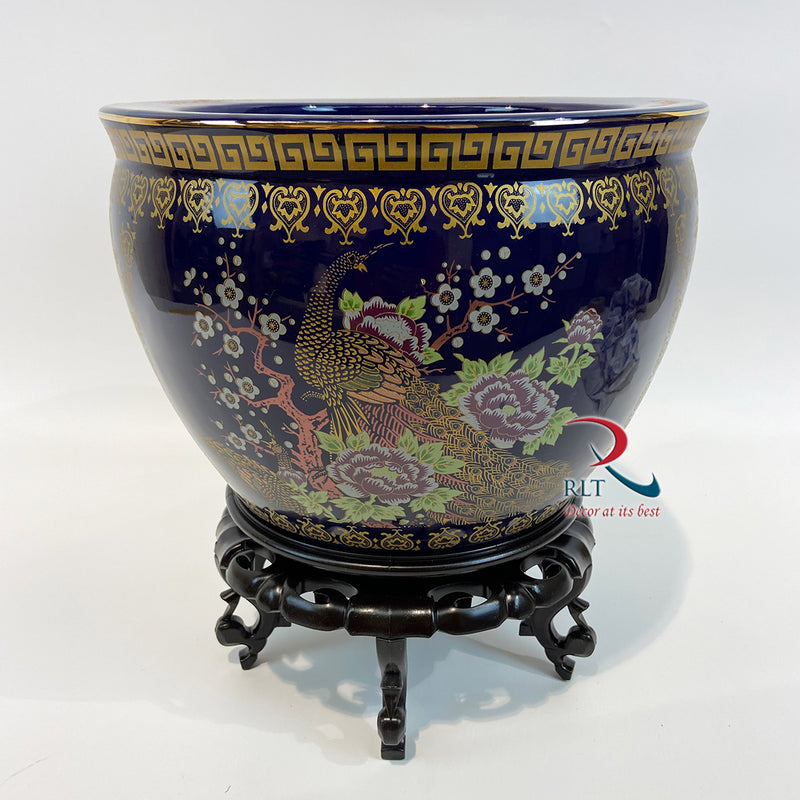 Flower Pot Peacock design Blue