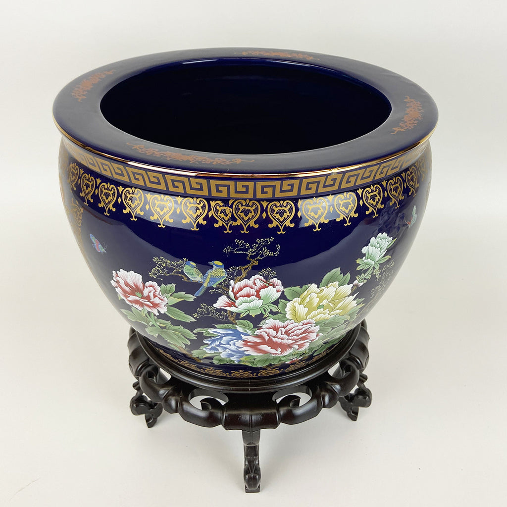 Flower Pot Peacock design Blue