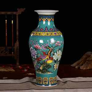 Chinese Vase Hump Neck Green