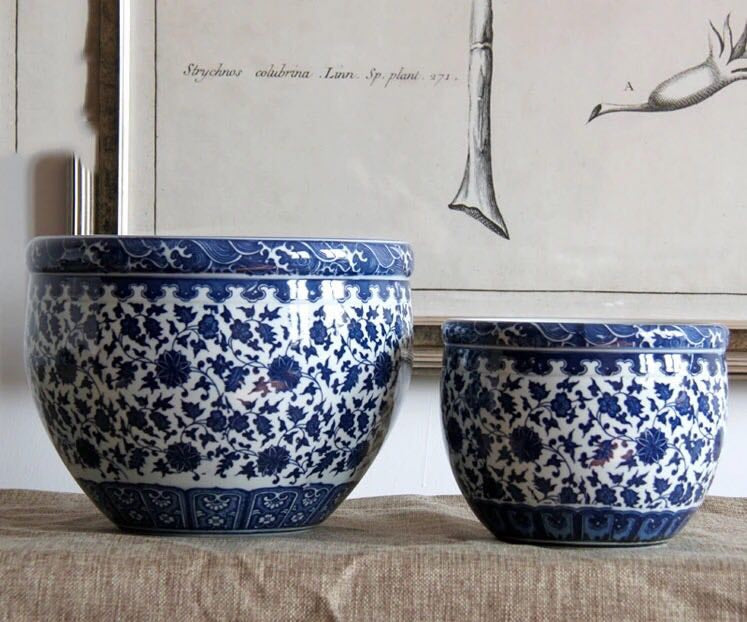 Oriental Ceramic Patterned Flower Pot Big