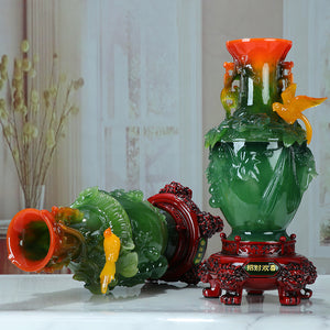 Flower Crafted Green Vase