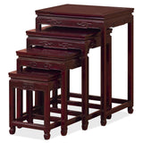 Hand Crafted Wooden Ming Nesting Tables - Dark Cherry