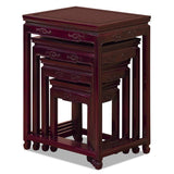 Hand Crafted Wooden Ming Nesting Tables - Dark Cherry