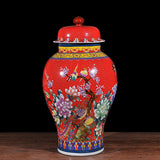 Hump Neck Vase Peacock Red