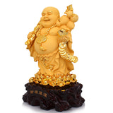 Golden Laughing Buddha Sculpture with Lucky Coins