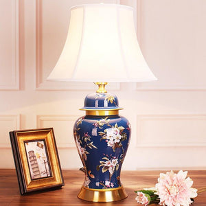 Chinese Blue Ceramic Table Lamp