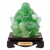 Sitting Buddha Sculpture with Wooden Base.