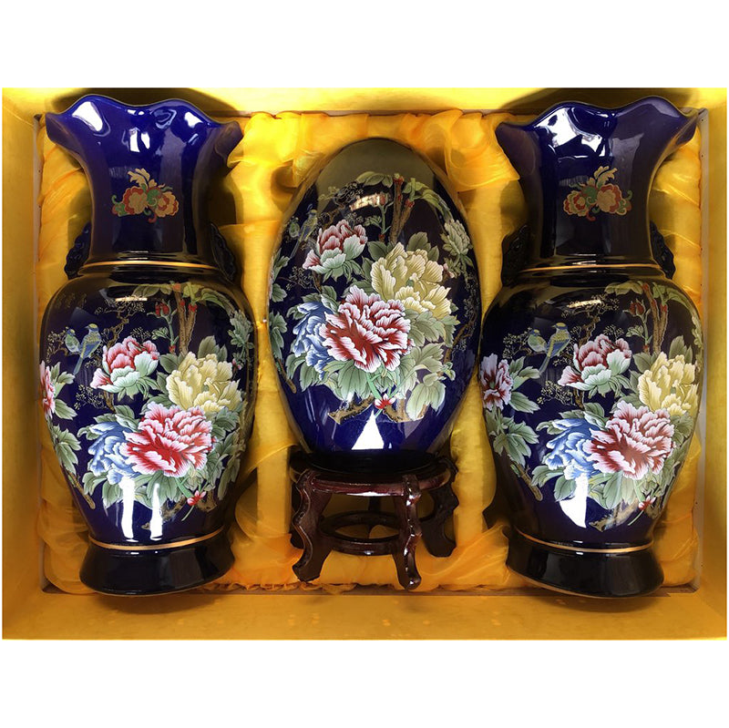 Egg Ceramic Vase Dark Blue