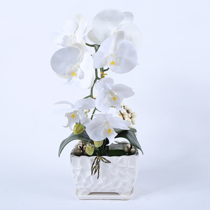 Orchid Small Artificial Flower with Ceramic Vase