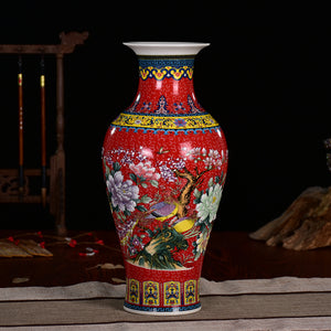 Chinese Vase Hump Neck Red A 790