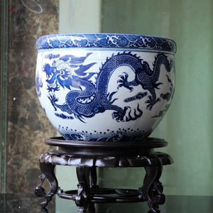 Dragon Pattern Ceramic Fish Bowl Big
