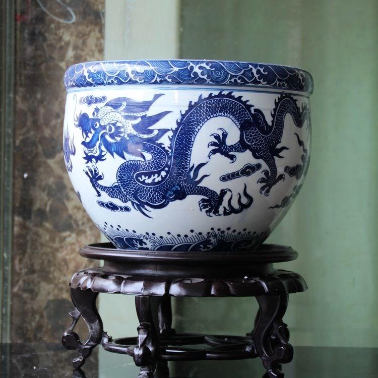 Dragon Pattern Ceramic Fish Bowl Big