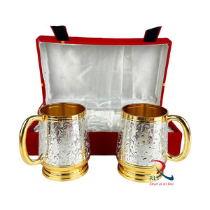Silver Plated Gold Polished Classic 2 Beer Mug Set