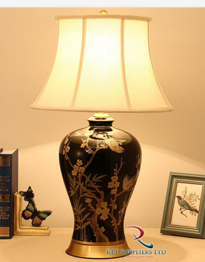 CERAMIC TABLE LAMP BLACK A 436
